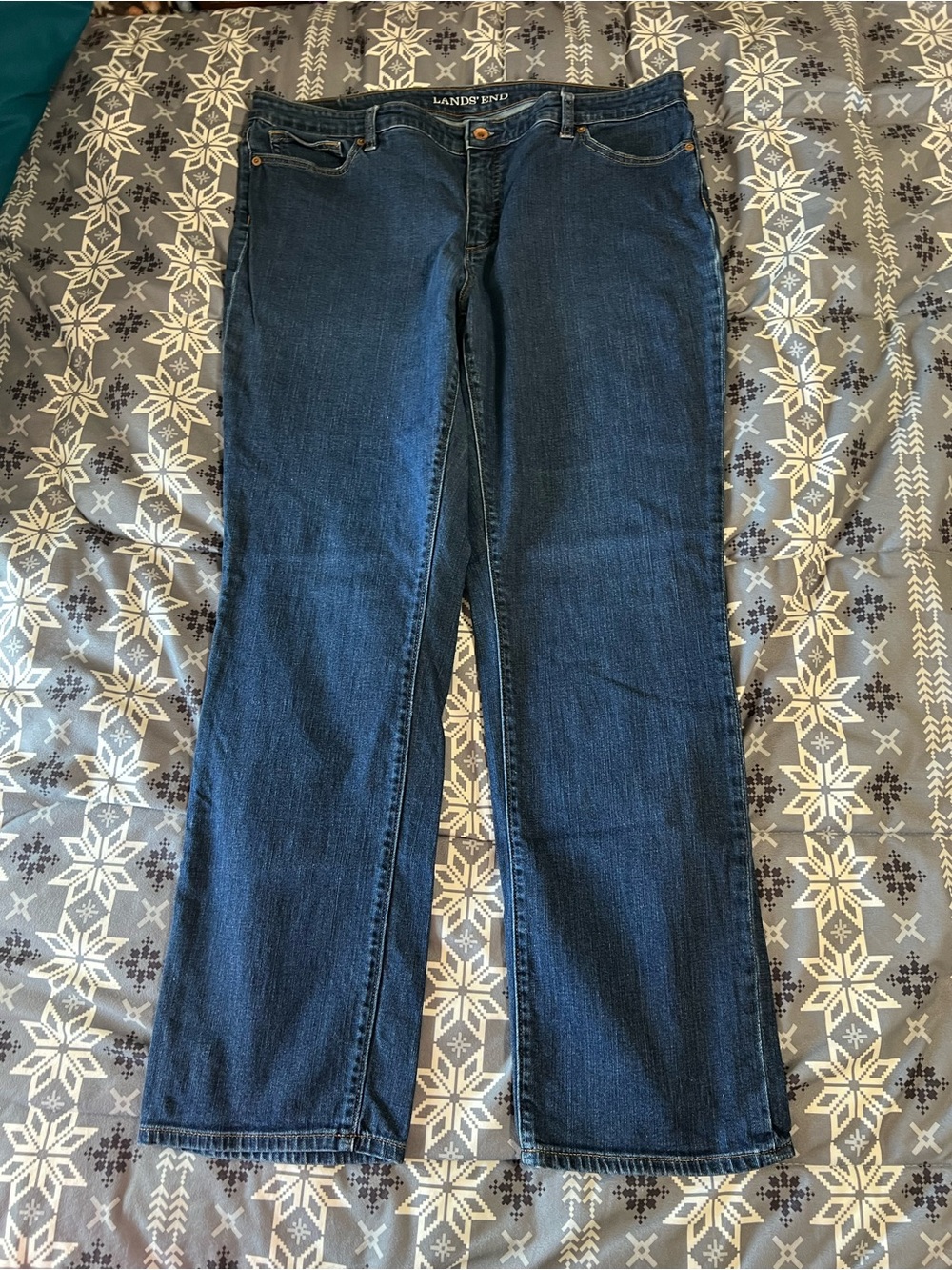 Lands' End Women's Dark Blue Boot-Cut Jeans